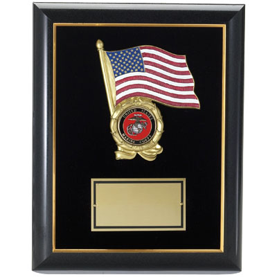 Black Plaque with American Flag (9"x12")